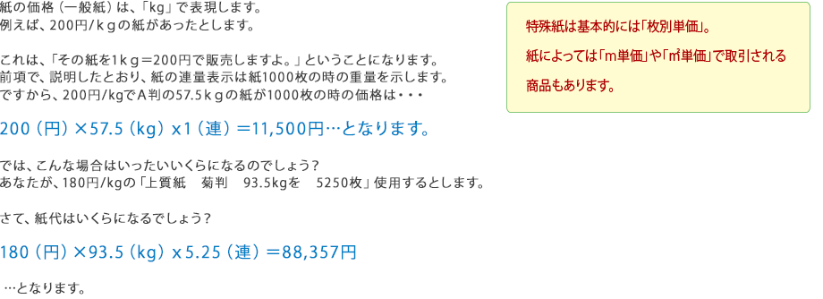 紙の価値に関して